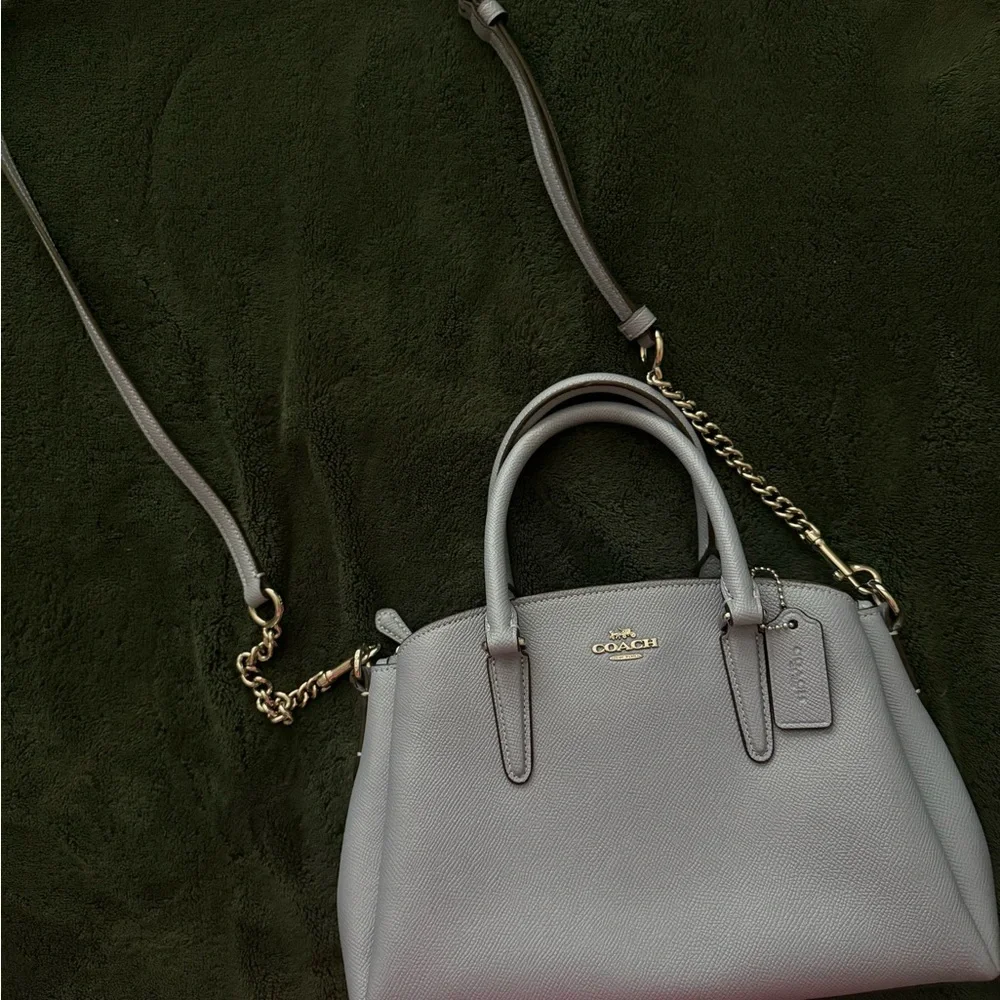 Coach Light Blue Leather Shoulder Bag with silver Accents - Picture 1 of 6